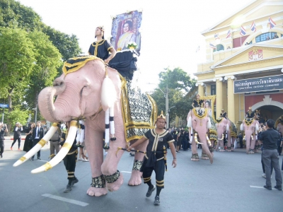 11头“粉象”大皇宫前跪地长鸣，深切悼念诗丽吉王太后