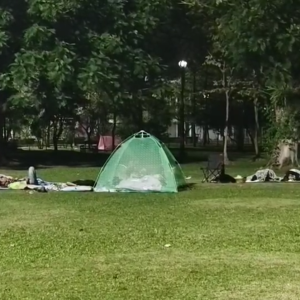 地震当晚，曼谷部分市民涌入公园露宿