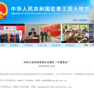 向符合条件的泰国公民颁发“东盟签证”